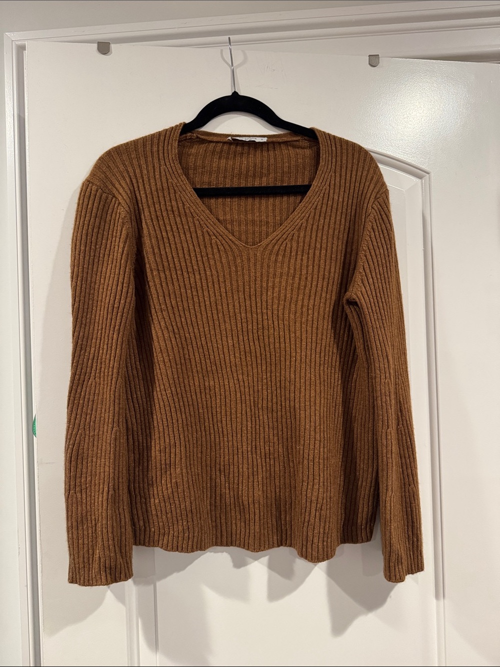 MM Lafleur Ribbed V-Neck Sweater in Brown